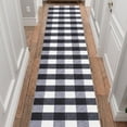 thumbnail image 3 of Ottomanson Hallway Runner Rug 2'7" x 10' – Non-Slip Low Pile Carpet for High Traffic Areas, Buffalo Plaid Black/White, 3 of 11
