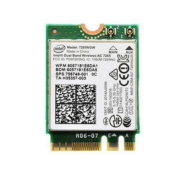Intel Dual Band Wireless-AC 7265 802.11ac, Dual Band, 2x2 Wi-Fi Bluetooth 4.0 - (7265NGW)