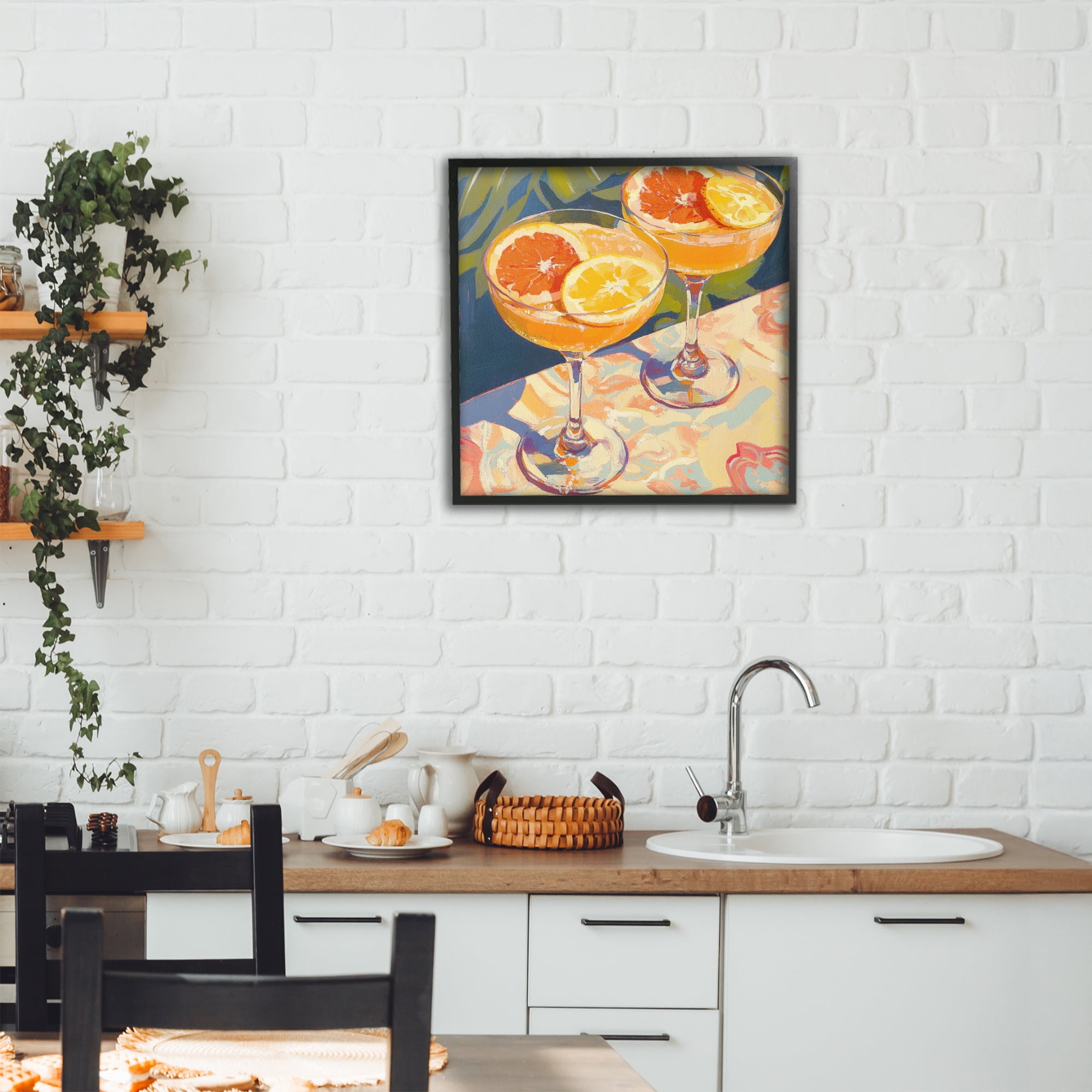 Stupell Industries Fruity Summer Cocktails Black Framed Giclee Art, design by Petal Prints Design