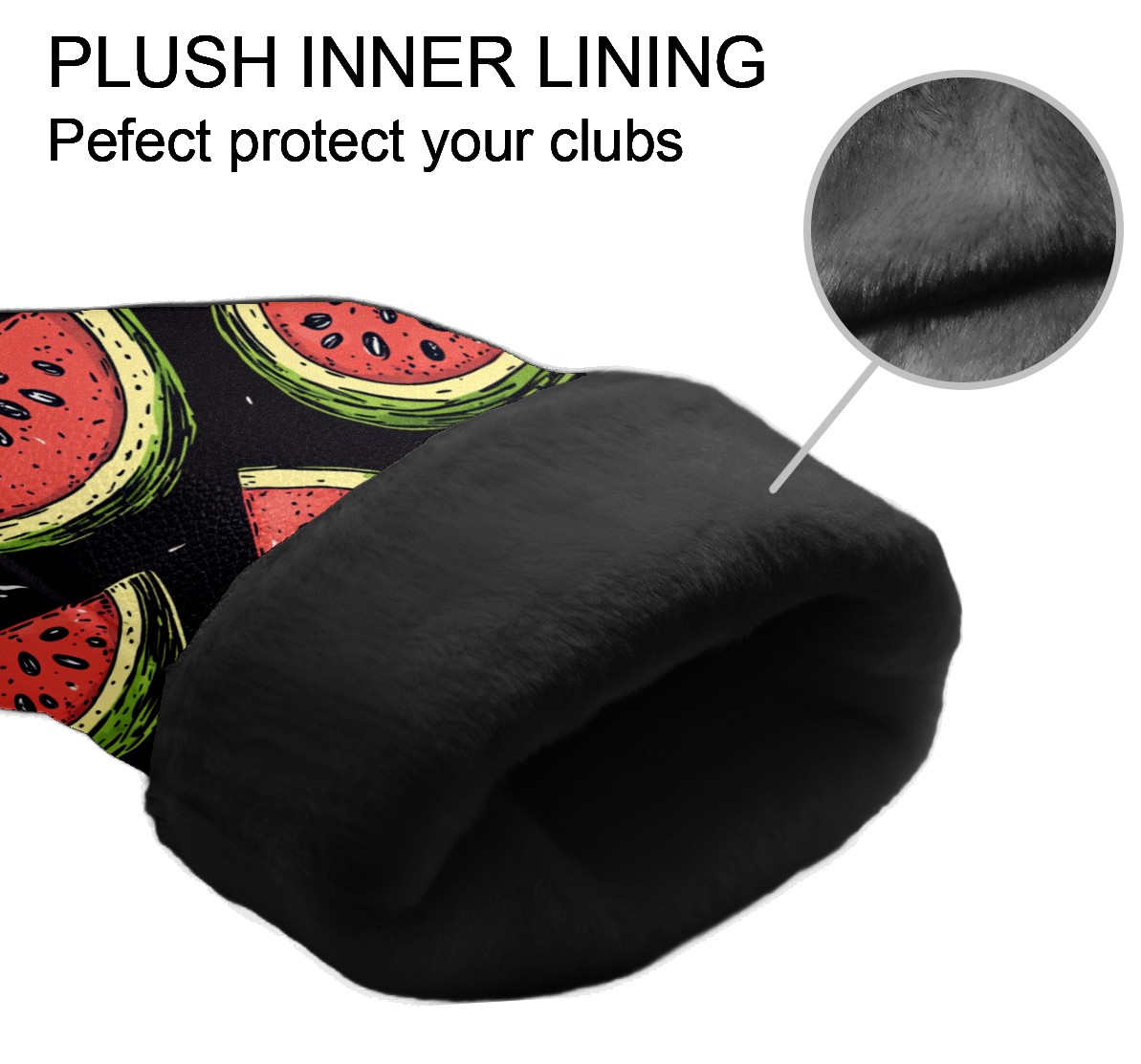 Golf Club Covers PU Leather Waterproof Head Covers for Fairway Woods Hybrids Watermelon Pattern
