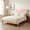Pink Full, variant on BSHTI Full Size Platform Bed Frame with Square Tufted Upholstered Headboard – Solid Wood Frame, 12 Wood Slats, Center Support Leg, Under-Bed Clearance, No Box Spring Needed