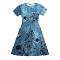 thumbnail image 4 of SGFCWSX Girls Short Sleeve Midi Dress Kids Casual Crewneck Print Flowy A-Line Dress for Spring Summer Beach Wear Multicolor Size 11-12 Years, 4 of 8