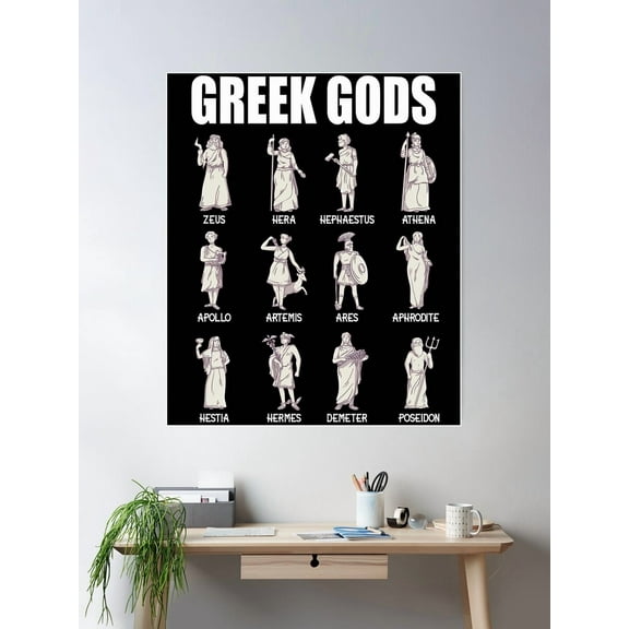 Kna Prints - Greek Gods And Goddesses Ancient Greek Mythology Greece Poster Wall Art, Modern Wall Decor For Living Room Bedroom, UNFRAMED-8x12