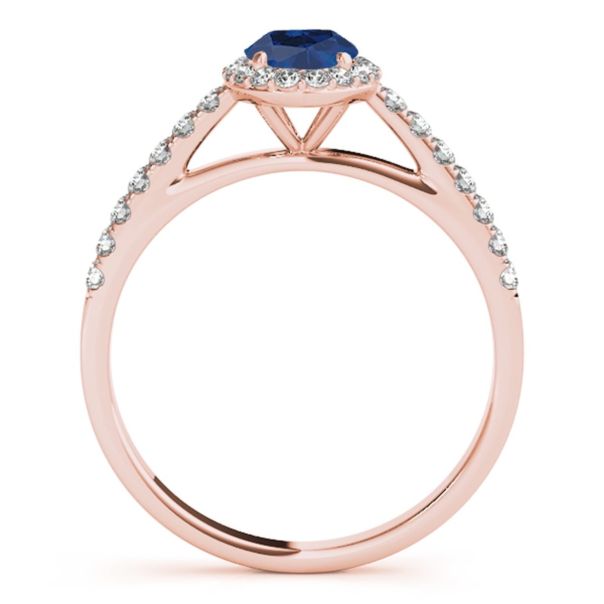 Mauli Jewels Engagement Rings for Women 0.80 Carat Sapphire And Diamond Bridal Set 4-prong 10K Rose Gold