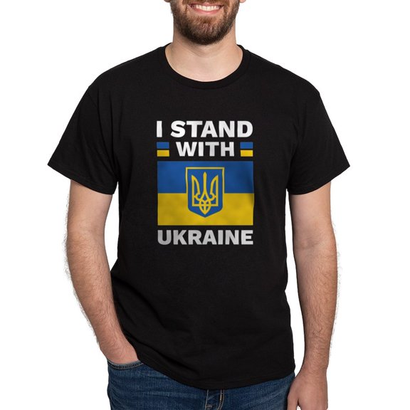 CafePress - I Stand With Ukraine Dark T Shirt - Men's Classic Graphic Cotton T-Shirt