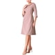 thumbnail image 4 of Vestido de mujer Hobemty con cuello Peter Pan, manga 3/4, corte A, elegante, para trabajar, talla 2XL, gris y rosa, 4 of 5