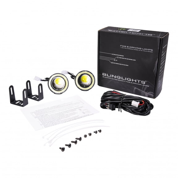 For BlingLights BL5000K 2" White Halo Angel Eye LED Fog Lights Kit