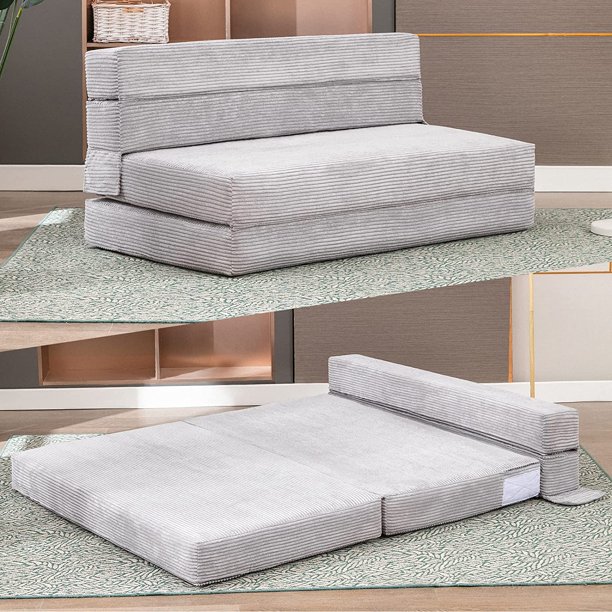BALUS Floor Sofa Couch, Convertible Futon Sofa Bed with Memory Foam, 3