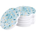 thumbnail image 1 of RYLABLUE Small Daisy Blue Watercolor Gradient Set of 2 Car Coaster for Drinks, Absorbent Ceramic Stone Coasters Cup Mat with Cork Base for Home Kitchen Room Coffee Table Bar Decor, 1 of 5
