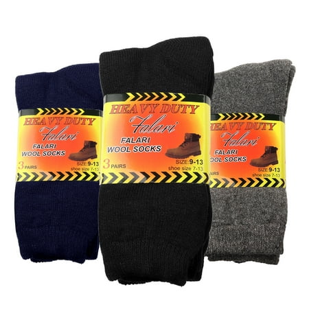 Falari 6-Pack Men's Heavy Duty Work Thermal Wool Socks Keep Warm for Cold