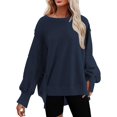 thumbnail image 1 of Sweats pour Femmes Col Rond Chute Légère Couleur Unie 2023 Mode Chaud Coupe Oversize Sweatshirts, 1 of 4