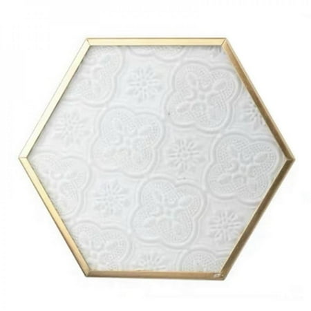 

Clearance Sale!Retro Window Grille Glass Coaster Embossed Pattern Hexagonal Glass Coaster Pad Kitchen Table Mat Decoration B