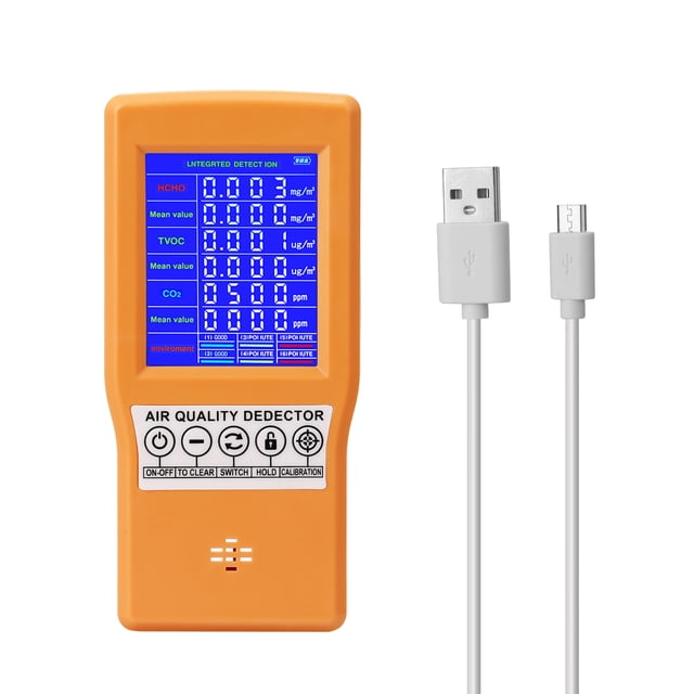 Analizador de calidad del aire con detector de CO2, TVOC, HCHO y pantalla digital multifuncional de alta precisión