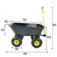 thumbnail image 2 of Folding Poly Garden Dump Cart with Heavy‑Duty Steel Frame, 10 Inch Pneumatic Tires Black Utility Wagon Wheelbarrow for Yard Lawn Gardening Soil Fertilizer Transport, 2 of 10