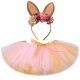 thumbnail image 4 of Disfraz de conejo de Pascua con tutú para niñas pequeñas, ropa de vestir para niñas pequeñas, falda de tul mullida de color rosa y dorado, 4 of 5
