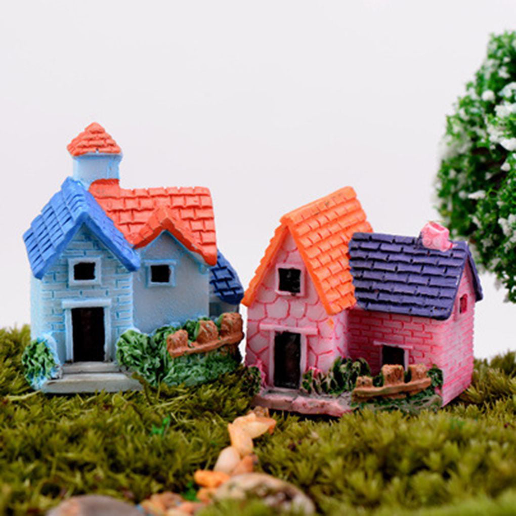 Micro Landscape Cottage Figurines Mini Villas Miniature House Fairy Garden 