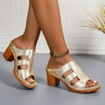 thumbnail image 6 of ShiShine Womens Casual Summer Low Block Heel Mule Sandals Open Toe Multi Strap Embossed Shoes, 6 of 9