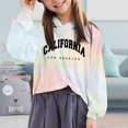 thumbnail image 2 of kpoplk Girls Kids Casual Loose Full Sleeves Hoodies Sweatshirts Hooded Pullover Letter Print Teen Tops Girls Tops 12-13 Years,Light Yellow, 2 of 4