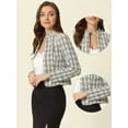 thumbnail image 2 of DARING DIVA Women's Elegant Stand Collar Business Plaid Tweed Blazer L White, 2 of 6