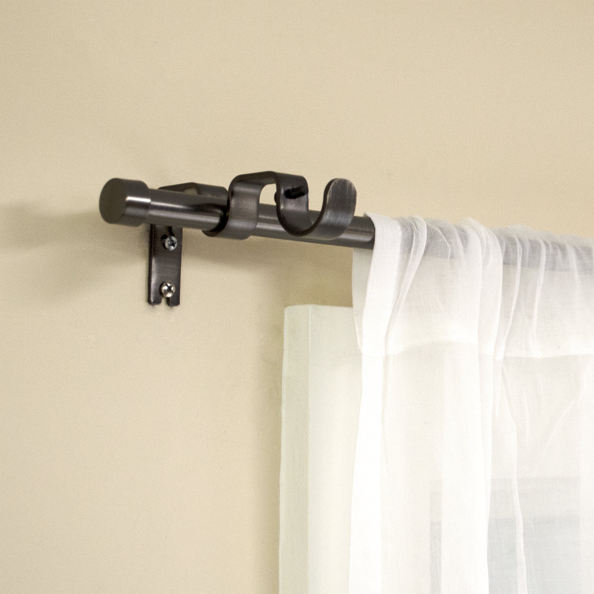 (2 pack) Better Homes & Gardens 5/8 in Add-On Curtain Rod Kit, Plated Pewter, Adjustable 32-120 in