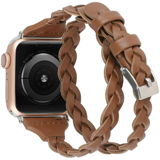 Double Wrap Band Compatible with Watch Bands 42mm 44mm Women Men Double Tour Leather iWatch Bands Strap Bracelet for Watch Band Series 6 SE 5 4 Series 3 2 1 Dark Brown Walmart