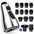 thumbnail image 1 of Kitchen Faucet Head Replacement 3 Modes With 12 Adapters Pull Down Spray Head For Kitchen Faucet Kitchen Sink Faucet Head G 1/2 Sprayer Head Replacement Chrome, 1 of 4