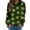 thumbnail image 1 of Bmisegm T-Shirt à Manches Longues pour Femmes, Imprimé, Décontracté, Vert TG, 1 of 5
