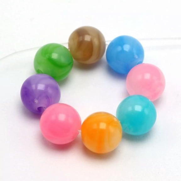 U8MO 100 Mixed Color Acrylic Smooth Round Beads 10mm Imitation Jade Bracelet Beads