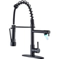 thumbnail image 1 of LED Negro grifo de cocina Boquilla doble grifo de fregadero Grifo monomando extraíble 360º grifo giratorio Se pueden utilizar dos boquillas simultáneamente Con tuberías de agua caliente y fría, 1 of 8