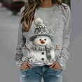 thumbnail image 4 of AGWOLF Women's Christmas Sweatshirts Crewneck Cute Snowman Graphic Tops Plus Size Long Sleeve Xmas Pullover Casual Festive Shirts, 4 of 7