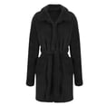 thumbnail image 6 of Hrsba Fleece Robe for Men,Solid Color Double Fleece Turn Down Collar Open Front Sleep Robe With Belt Wearable Outdoor Fall Bathrobe, 6 of 8