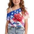 thumbnail image 2 of Odeerbi Toddler Kids Girls 4th of July One Shoulder T-Shirt Short Sleeve Independence Day Graphic Tops, 2 of 9