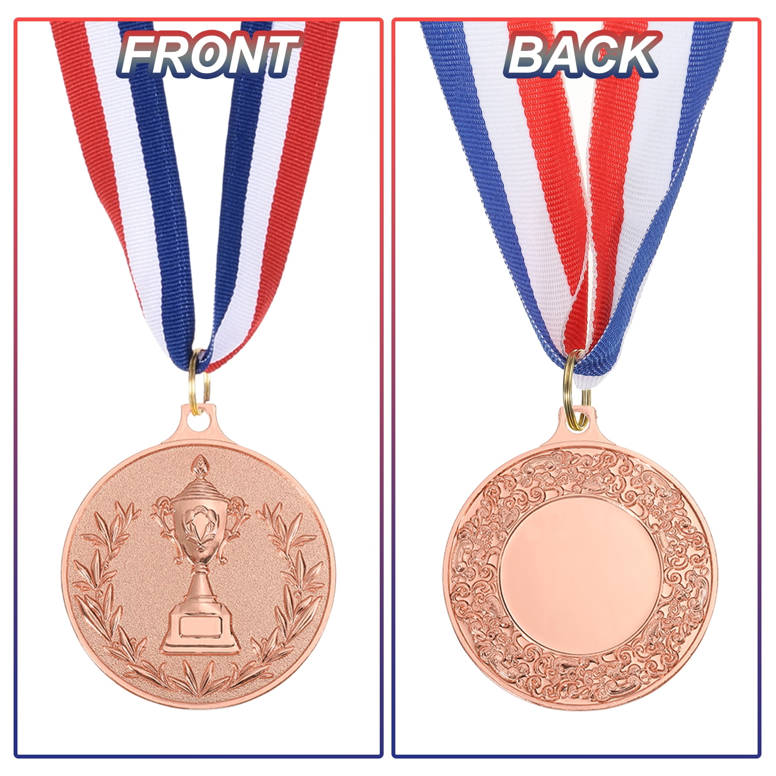 Uxcell Award Metal, Winner Award Medals Prize with Neck Ribbon Red White Blue Bronze