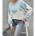 thumbnail image 2 of Drop Shoulder Color Block Sweater Blue Medium, 2 of 4