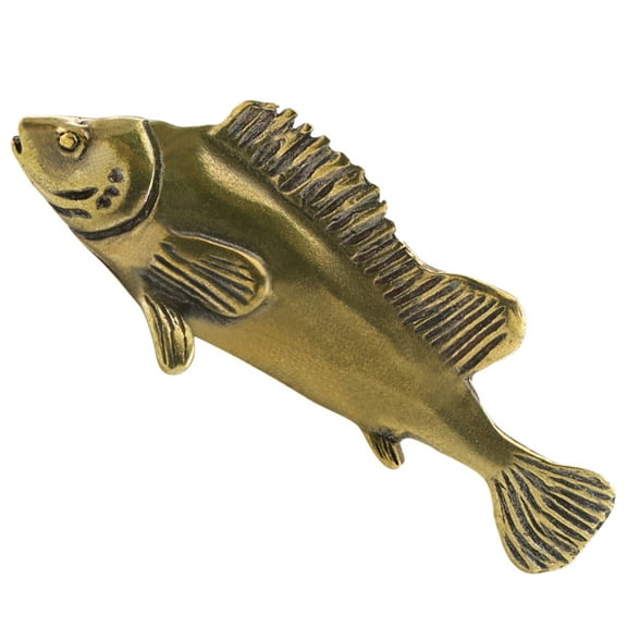 Copper Fish Statue Figurine for Home Office Decor Light Brown Small Size