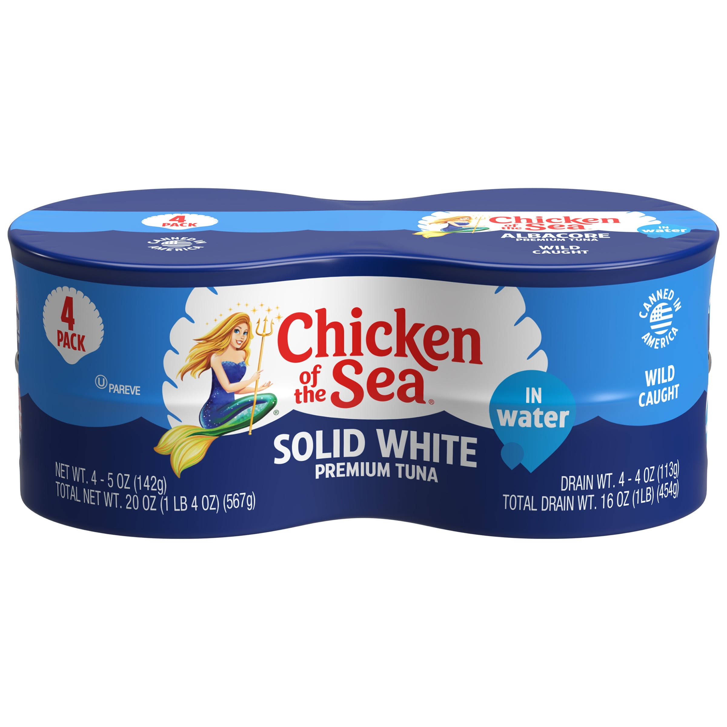 (3 pack) Chicken of the Sea Premium Solid White Tuna in Water 4 - 5 oz Cans