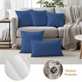 thumbnail image 3 of Navy Blue Outdoor Pillow Covers, Waterproof Decorative Throw Pillowcases Set of 2, Vintage Country Monochrome Farmhouse Couch Cushion Cases with Zipper for Outside Patio Garden Sofa 16"x16", 3 of 9