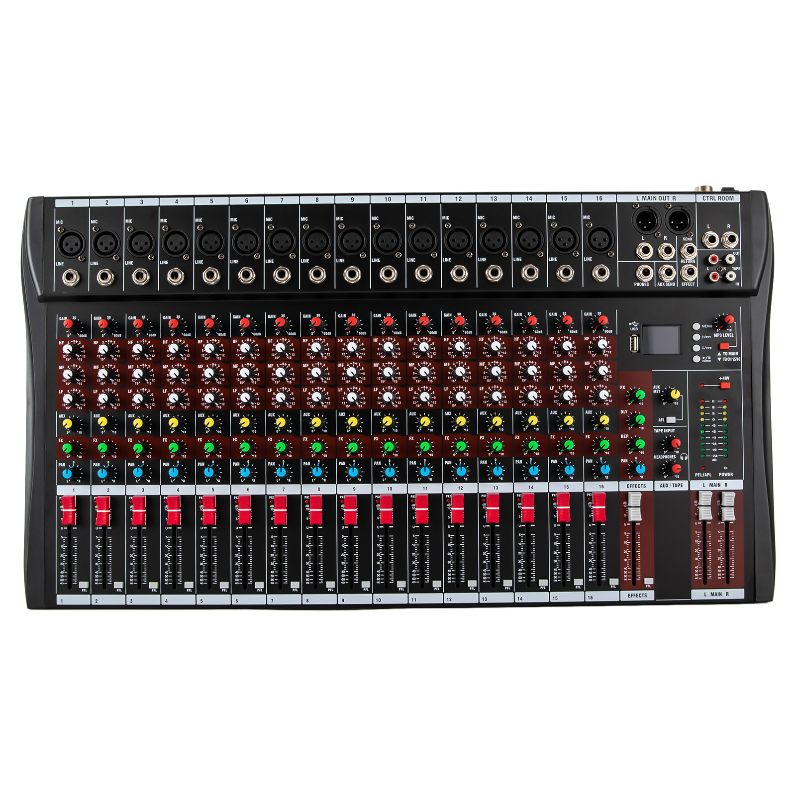 Miumaeov Bluetooth Studio Audio Mixer Sound Mixing Console Desk System Interface w/USB Drive for PC Recording Input AC 110V 50Hz 18W for Professional and Beginners Recording Function (16 Channel) - image 5 of 13