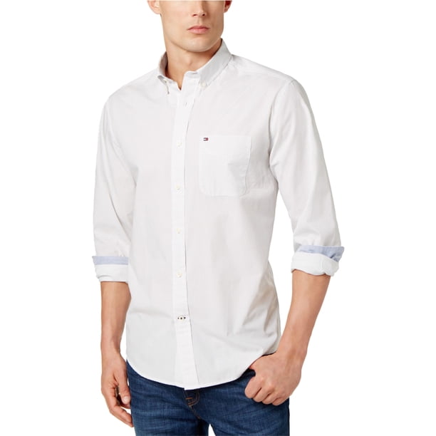 Tommy Hilfiger Gene Dot - Camisa con botones para hombre, color blanco, grande