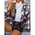 thumbnail image 2 of Weardear Women's Cropped Casual Jacket Flannel Fall Outwear Jacket Plaid Button Down Coat, 2 of 5