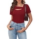 thumbnail image 5 of Camiseta sin mangas para mujer,Blusa informal para mujer con cuello en V, manga tres cuartos, poliéster, color liso, uso diario, sopatenor, 5 of 9