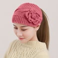 thumbnail image 2 of Weikingp Clearance! Beanies Hats Men, Autumn And Winter Warm Knitted Yarn Headband Hat Flower Headband Headdress Covered Headband, Beanie for Women, Baby Beanie Pink, 2 of 8