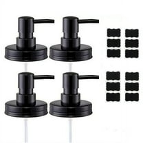 4 Pack Farmhouse Mason Jar Soap Dispenser Lid and Pump Rust Proof, Black Plastic Dispenser Lid for 16 oz Regular Mouth Mason Jar Decor