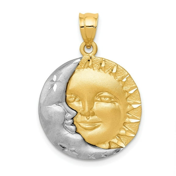 14k Gold Two-tone Sun and Moon Charm Pendant