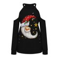 thumbnail image 4 of Pntutb mujeres moda Navidad sin tirantes impresión manga larga blusas sudadera tops Pntutb Pntutb-883, 4 of 5