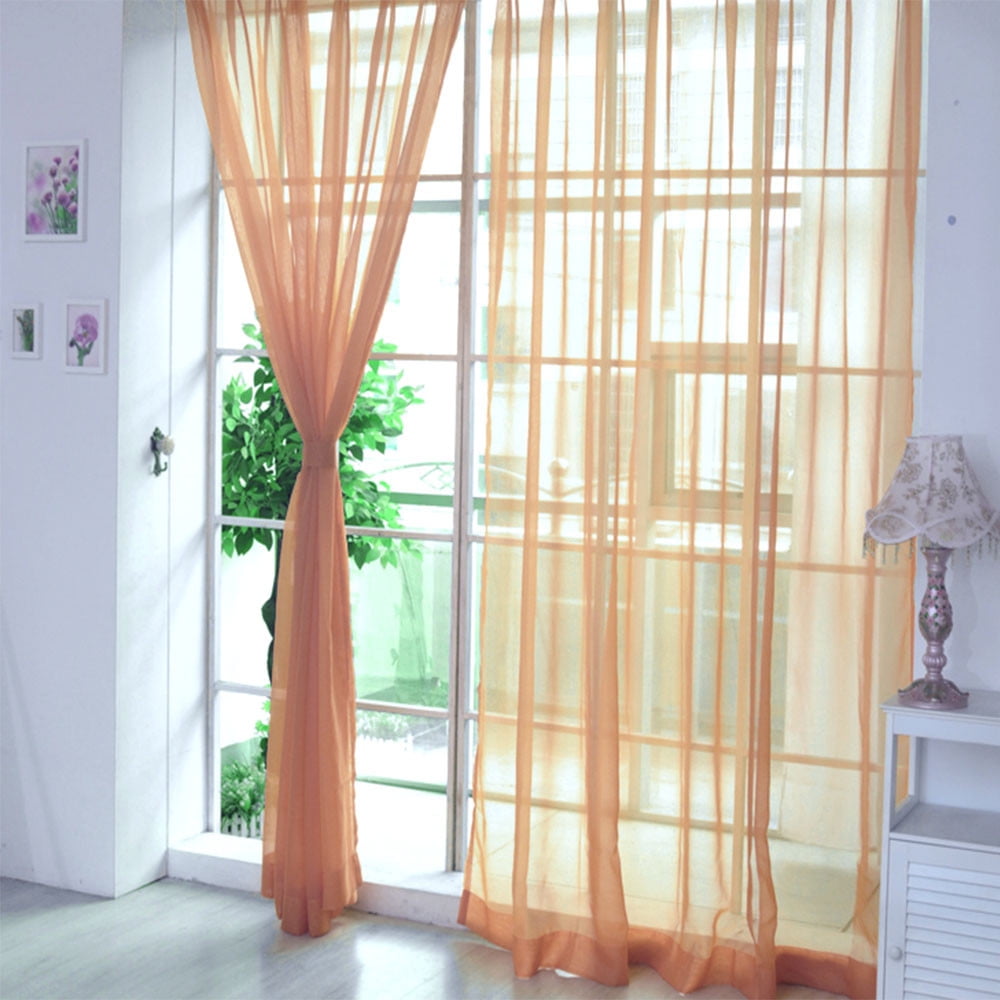 1PCS New Pure Color Tulle Door Window Curtain Drape Panel Sheer Scarf Valances 