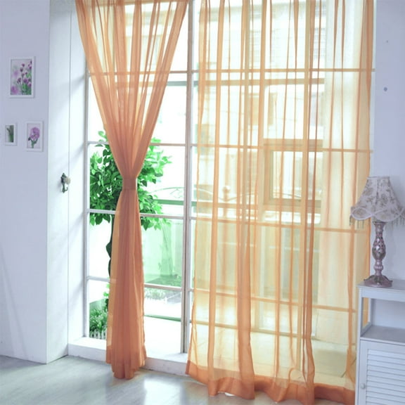 1 PCS Pure Color Tulle Door Window Curtain Drape Panel Sheer Scarf Curtain For Windows