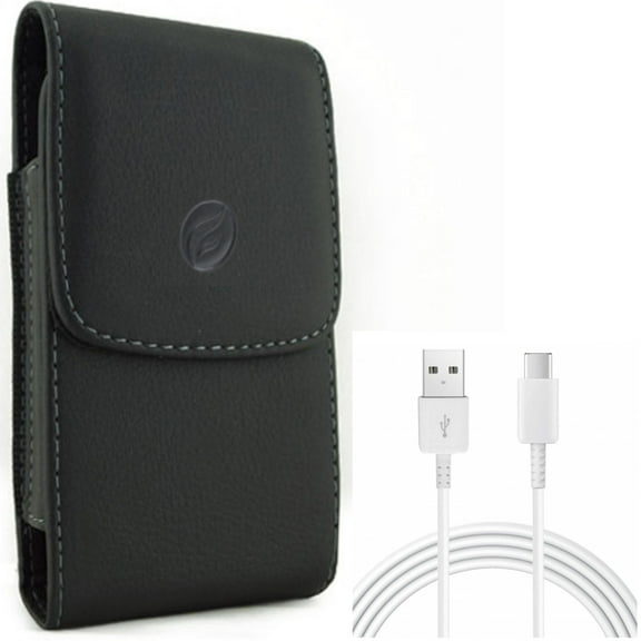 Case Belt Clip w 10ft USB-C Cable for Samsung Galaxy S20 - Leather Holster Cover Pouch Vertical, Type-C Charger Cord Power Wire USB O3R fits Samsung Galaxy S20