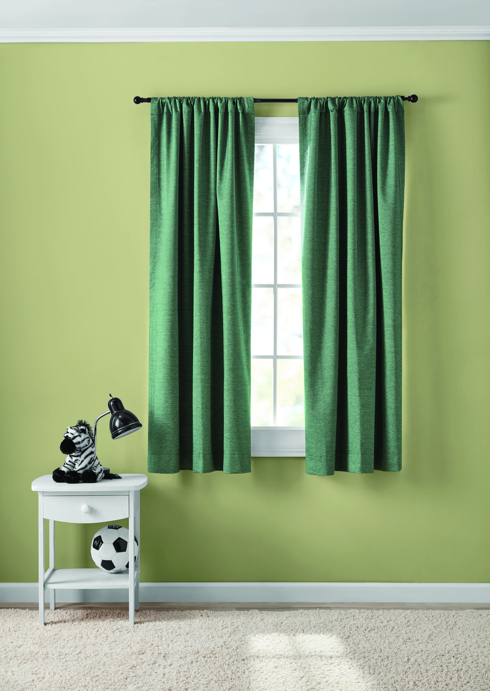 Your Zone Chambray Blackout Window Curtains, Set Of 2, 38" X 63", Green