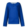 thumbnail image 3 of ASDFVBKG Oversized Waffle Henley Tops for Women Button Long Sleeve Solid Color Casual Pullover Leisure Fashion Blouse Loose Fall Winter Tunic Tee Tops Royal Blue 2XL, 3 of 5